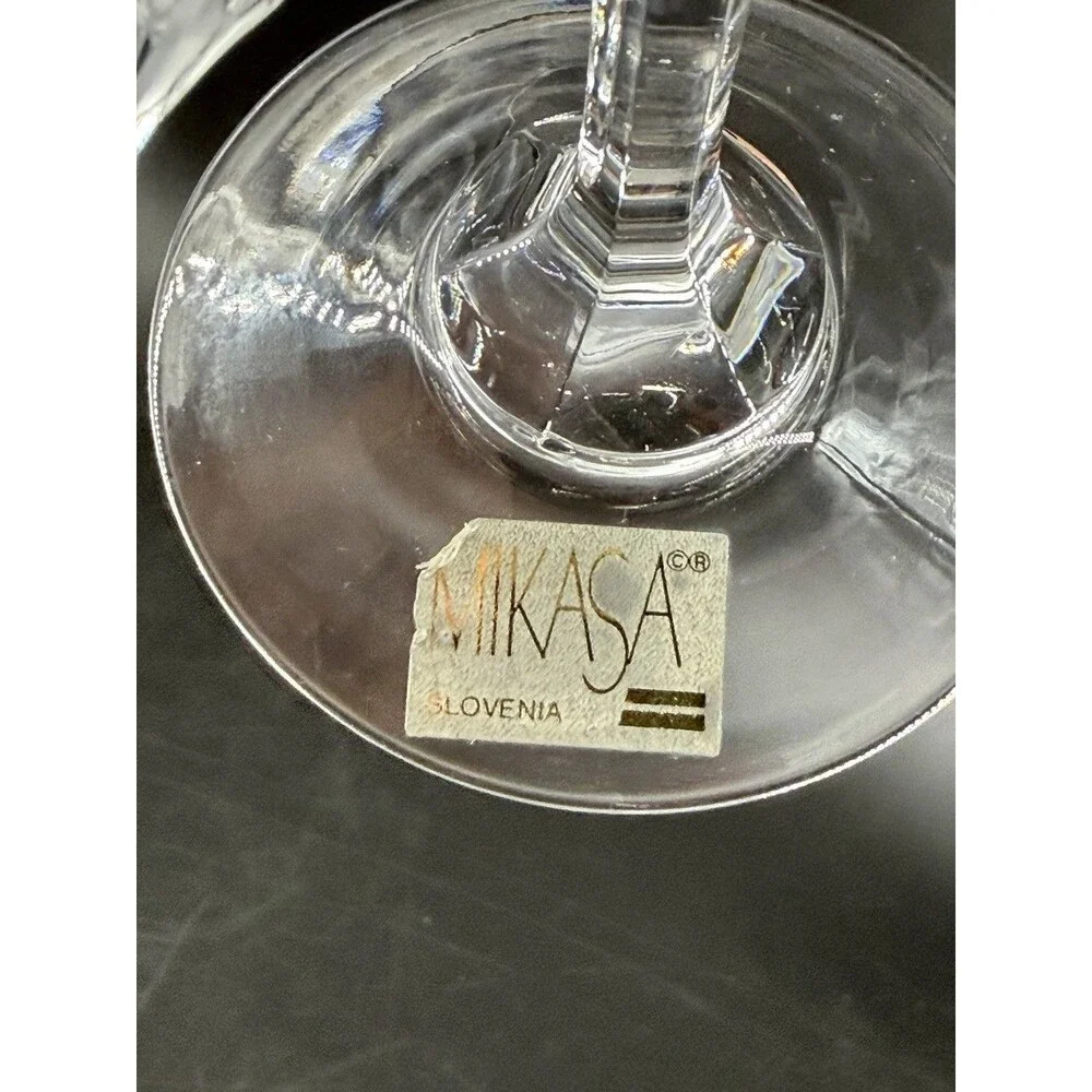 Pair Mikasa Crystal Flame D'amore Champagne Flute Glasses Set 2
